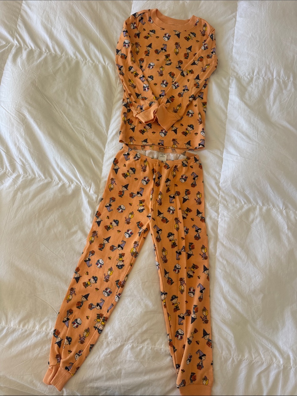 EUC Janie & Jack Kids Orange Halloween Character Print Pajama Set size 5 🎃🖤🧡